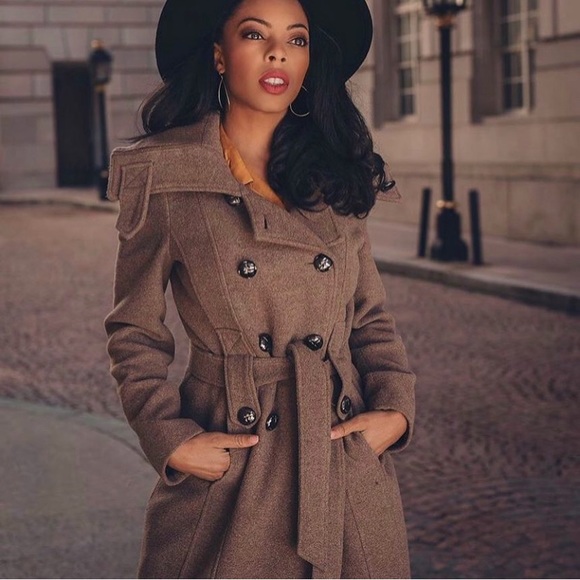 Calvin Klein wool tan coat size 4 - Picture 3 of 4